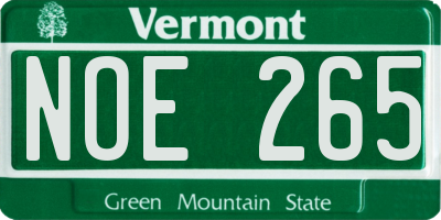 VT license plate NOE265