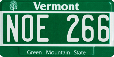 VT license plate NOE266