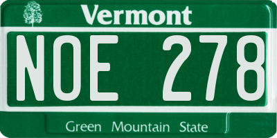 VT license plate NOE278