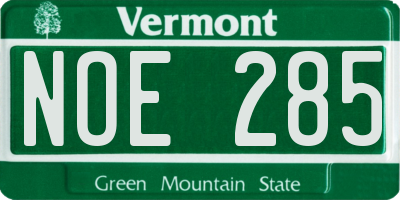 VT license plate NOE285