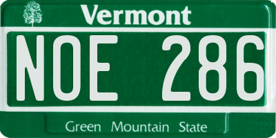 VT license plate NOE286
