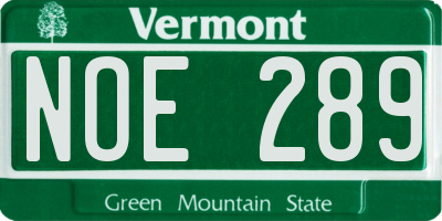 VT license plate NOE289