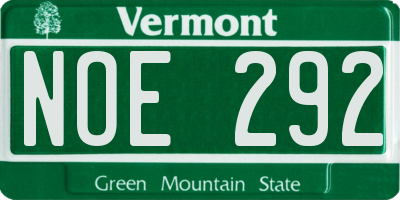 VT license plate NOE292