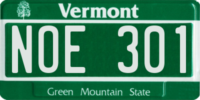 VT license plate NOE301