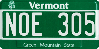 VT license plate NOE305