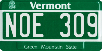 VT license plate NOE309