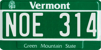 VT license plate NOE314