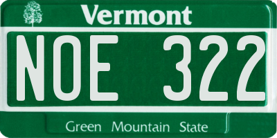 VT license plate NOE322