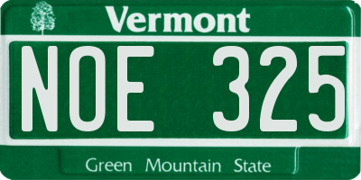 VT license plate NOE325