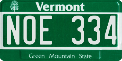 VT license plate NOE334