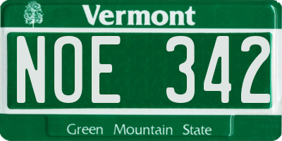 VT license plate NOE342