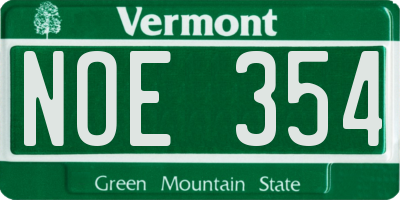 VT license plate NOE354