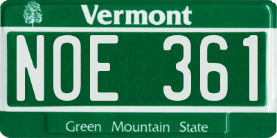 VT license plate NOE361