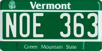 VT license plate NOE363