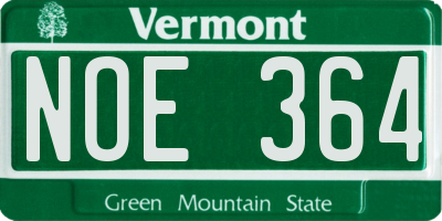 VT license plate NOE364