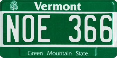 VT license plate NOE366