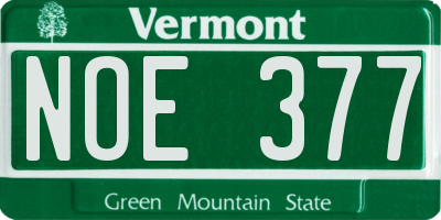 VT license plate NOE377