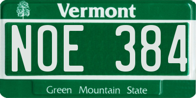 VT license plate NOE384