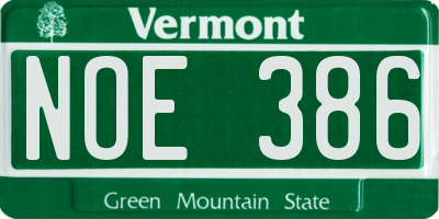 VT license plate NOE386