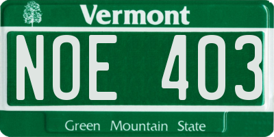 VT license plate NOE403