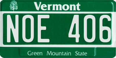 VT license plate NOE406