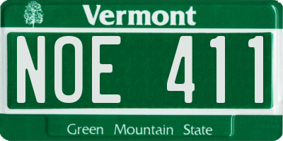 VT license plate NOE411