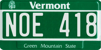 VT license plate NOE418