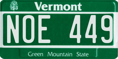 VT license plate NOE449