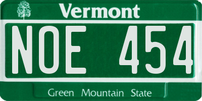 VT license plate NOE454