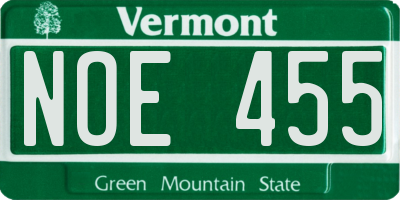 VT license plate NOE455