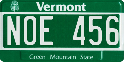 VT license plate NOE456