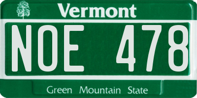 VT license plate NOE478