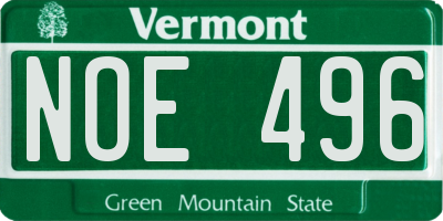 VT license plate NOE496