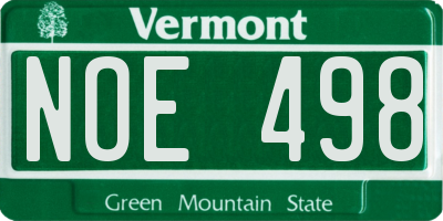 VT license plate NOE498