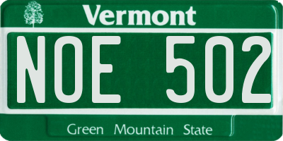 VT license plate NOE502