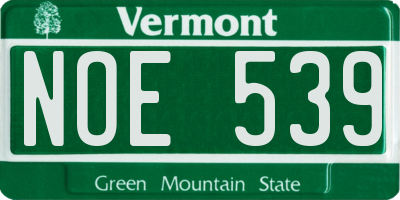 VT license plate NOE539