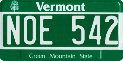 VT license plate NOE542