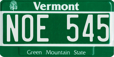 VT license plate NOE545