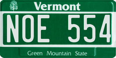 VT license plate NOE554