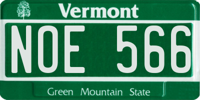 VT license plate NOE566
