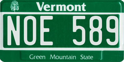 VT license plate NOE589
