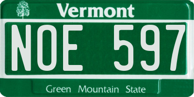 VT license plate NOE597