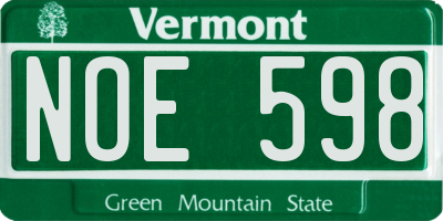 VT license plate NOE598