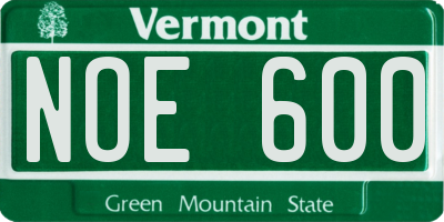 VT license plate NOE600