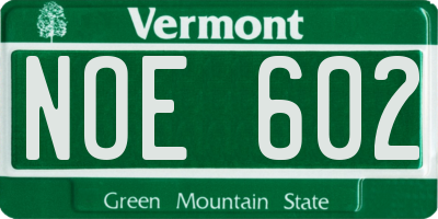 VT license plate NOE602