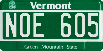 VT license plate NOE605