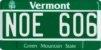 VT license plate NOE606