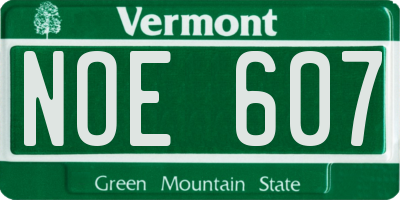 VT license plate NOE607