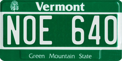 VT license plate NOE640