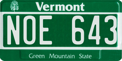 VT license plate NOE643